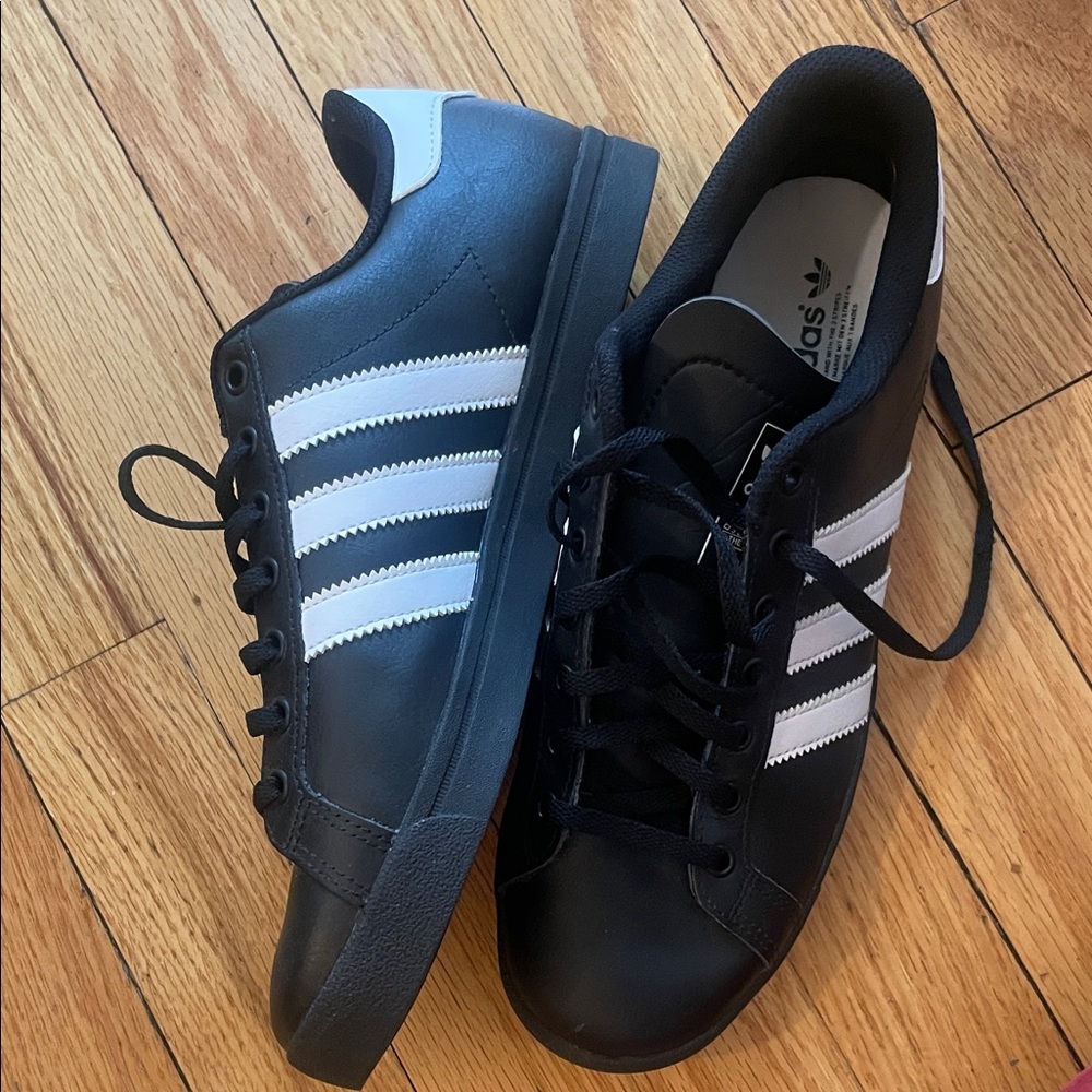 Adidas Men's Black and White Striped Sneakers